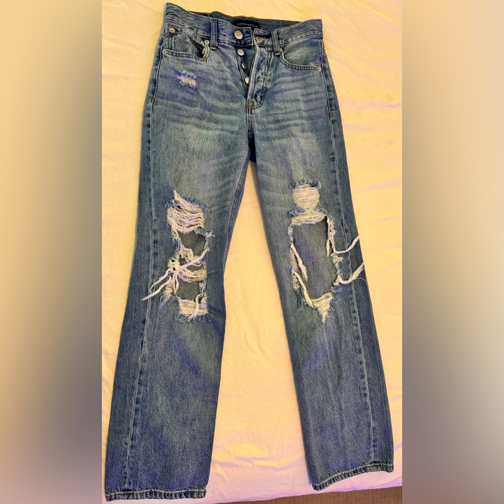 Aeropostale 90’s Baggy Distressed Blue Jeans Size 0